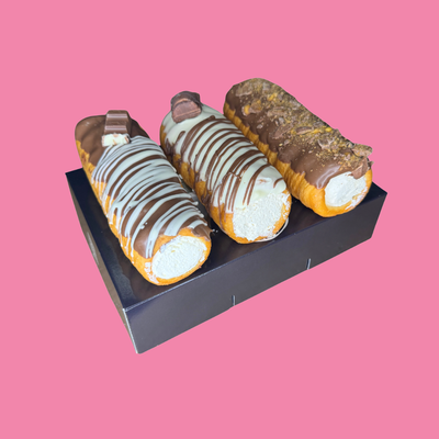 6 Donnollis - Flavour Pack 2 (2 of each flavour) Kinder Bar, Kinder Bueno & Crunchie Black Box Donuts