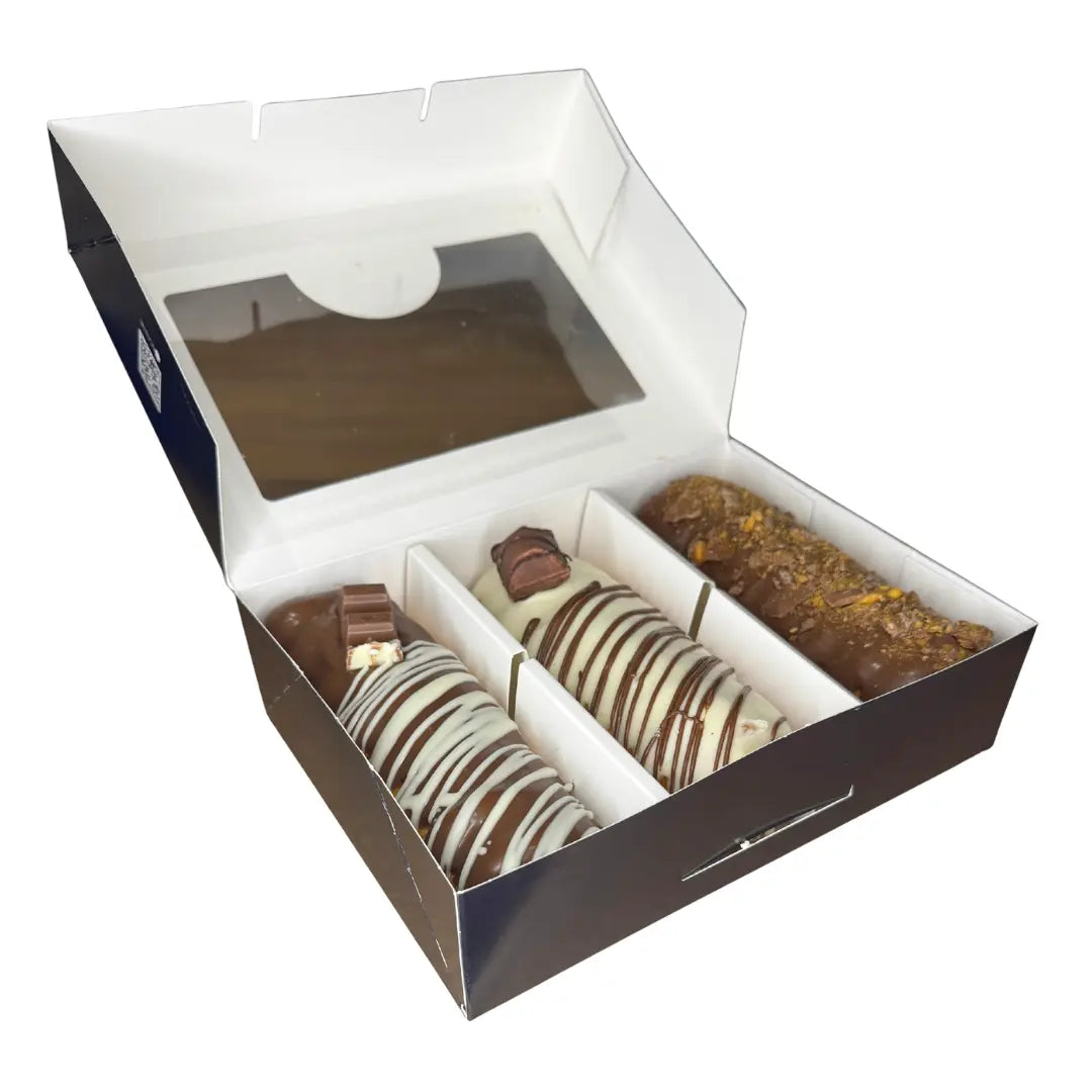 6 Donnollis - Flavour Pack 2 (2 of each flavour) Kinder Bar, Kinder Bueno & Crunchie Black Box Donuts