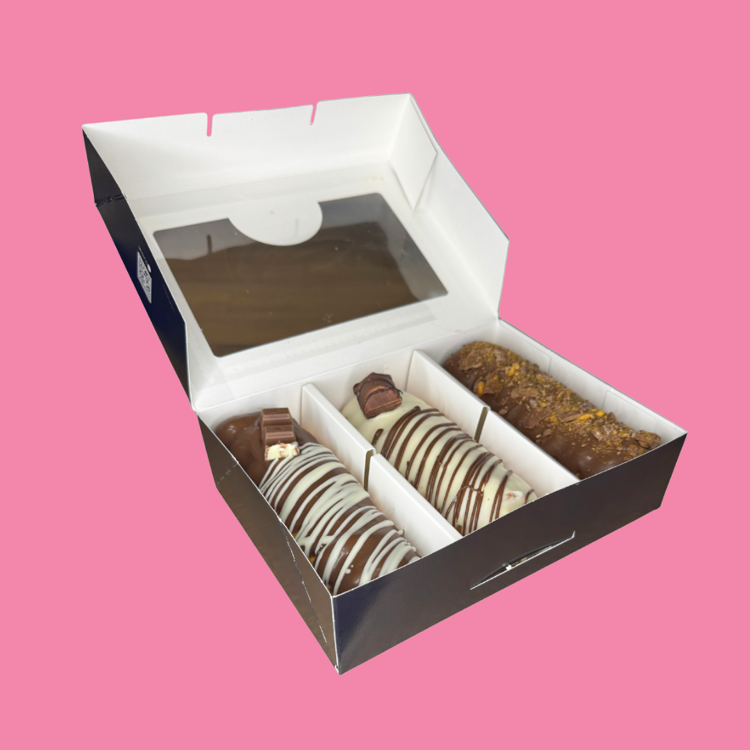 6 Donnollis - Flavour Pack 2 (2 of each flavour) Kinder Bar, Kinder Bueno & Crunchie Black Box Donuts