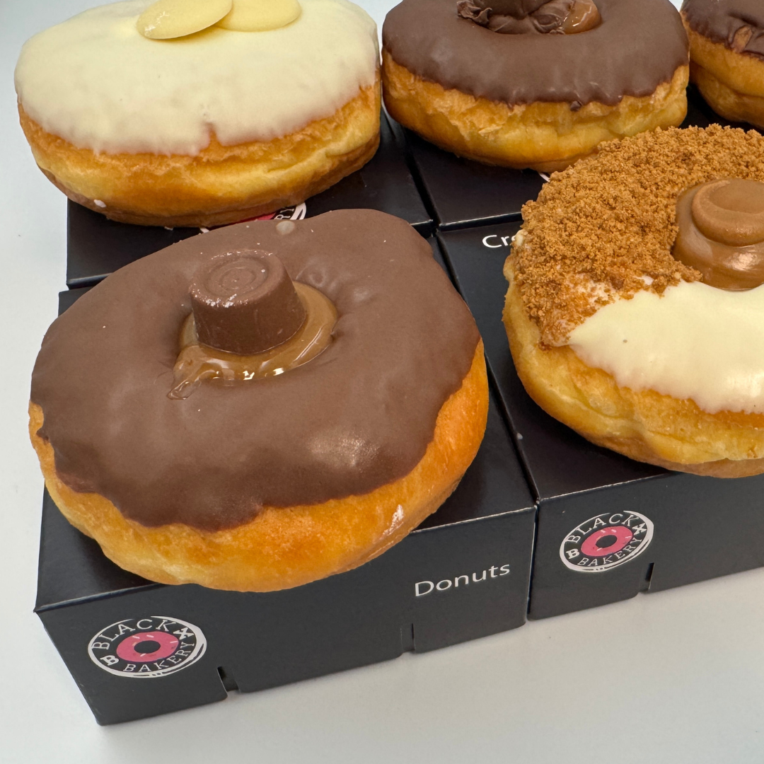 The Classic & Caramel Box - 6 Donuts Black Box Donuts