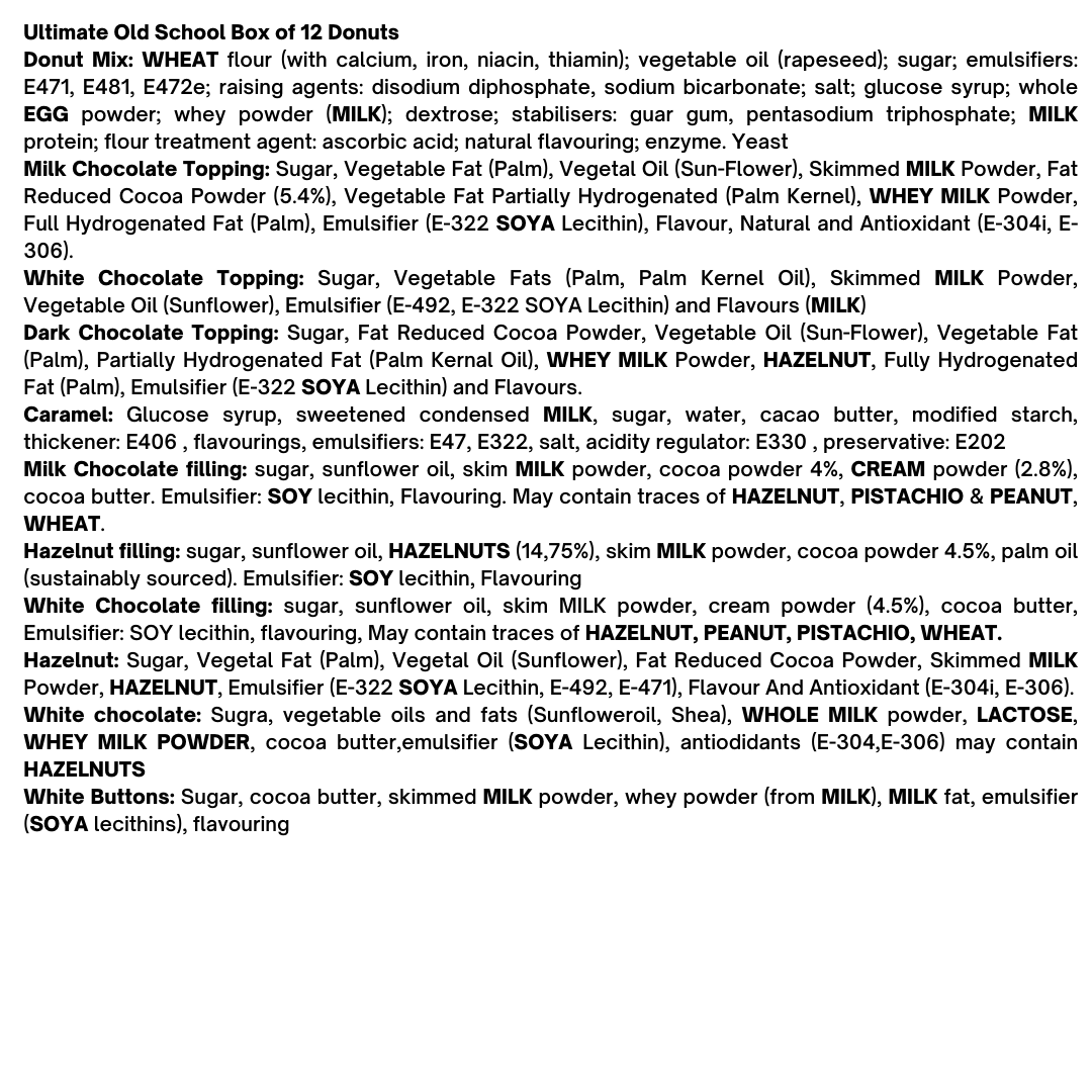 The Ultimate Old School Box of 12 Donuts Black Box Donuts