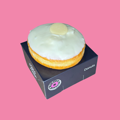 Premium Donut - White Choc Button Black Box Donuts