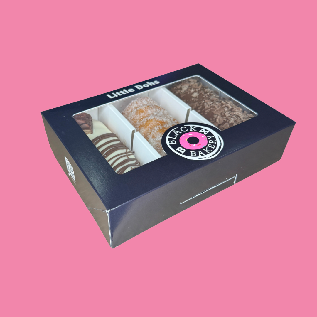 6 Donnollis - Flavour Pack 1 (2 of each flavour) Kinder Bueno, Sugar, Cream & Jam and Crunchie Black Box Donuts