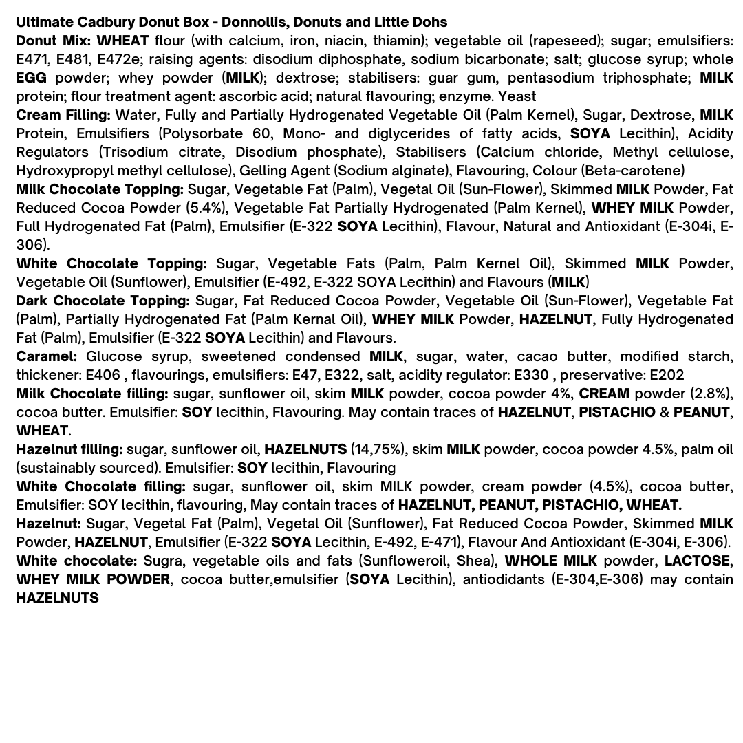 The Ultimate Cadbury Donut Box - Donnollis, Donuts and Little Dohs Black Box Donuts