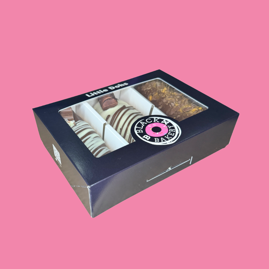 6 Donnollis - Flavour Pack 2 (2 of each flavour) Kinder Bar, Kinder Bueno & Crunchie Black Box Donuts