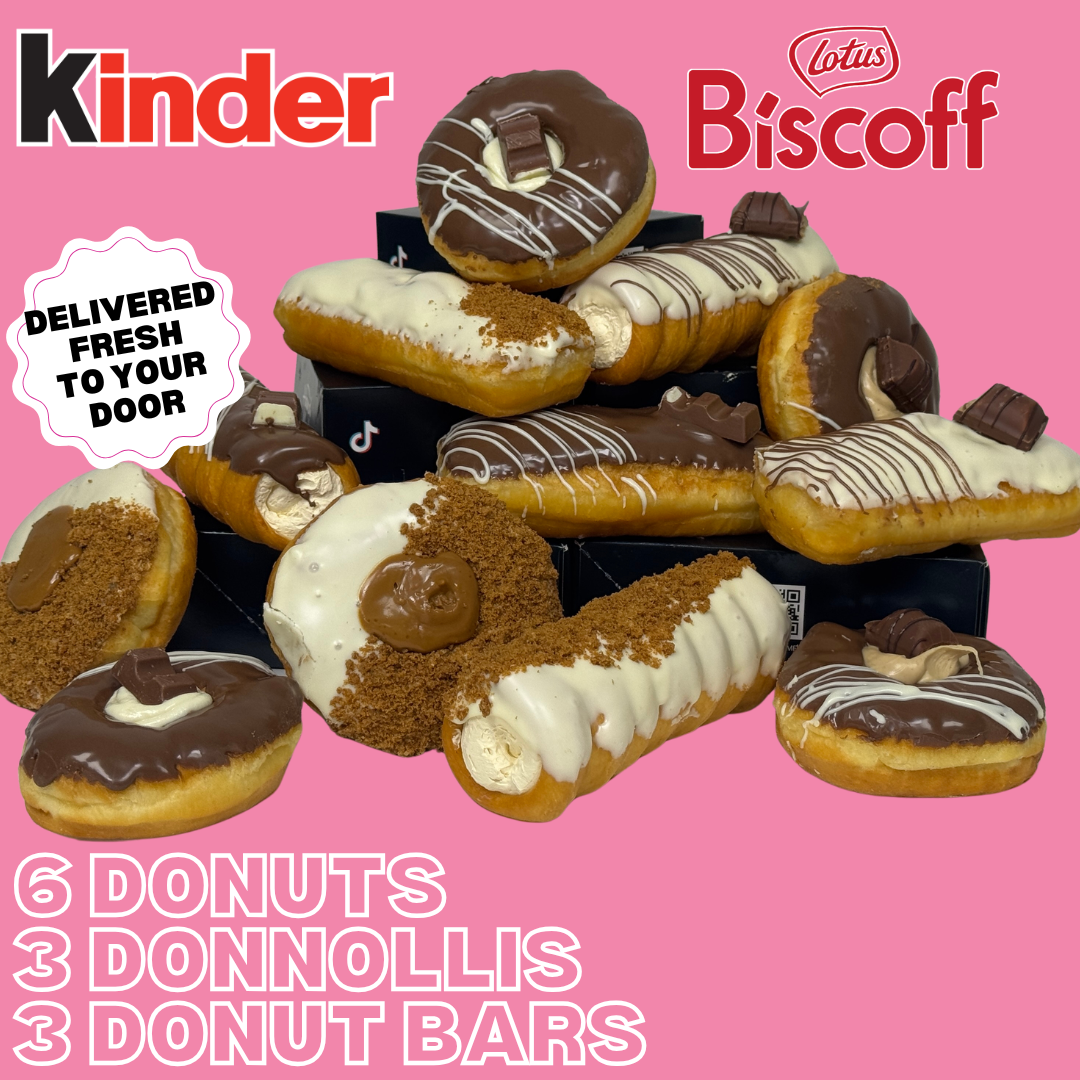 The Ultimate Kinder & Biscoff Box - Donnollis, Donuts and Donut Bars Black Box Donuts